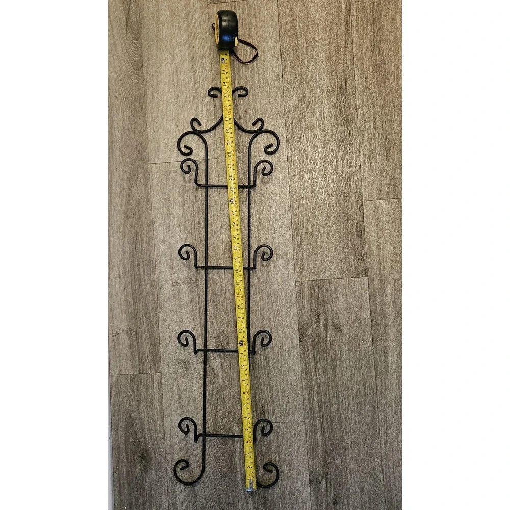 Vintage Black Metal Plate Rack: 4-Tier European Cottage Kitchen Decor